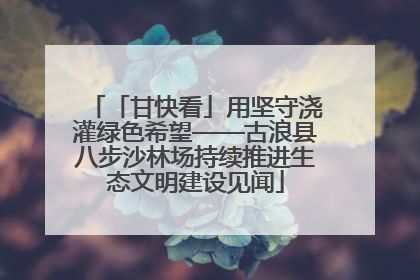 「甘快看」用坚守浇灌绿色希望——古浪县八步沙林场持续推进生态文明建设见闻