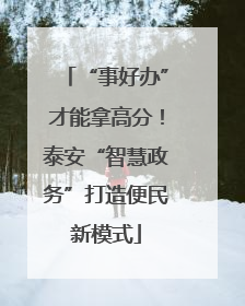 “事好办”才能拿高分！泰安“智慧政务”打造便民新模式