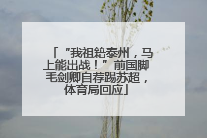 “我祖籍泰州，马上能出战！”前国脚毛剑卿自荐踢苏超，体育局回应
