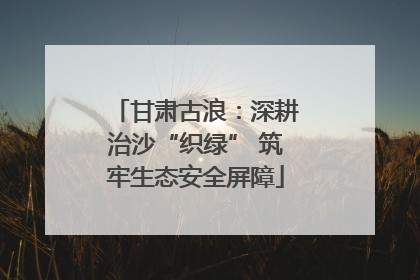 甘肃古浪：深耕治沙“织绿” 筑牢生态安全屏障