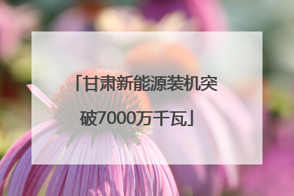 甘肃新能源装机突破7000万千瓦
