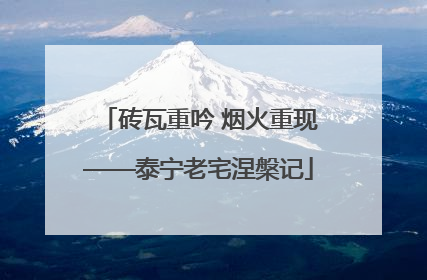 砖瓦重吟 烟火重现——泰宁老宅涅槃记