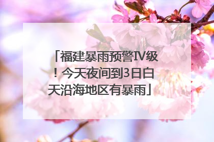 福建暴雨预警Ⅳ级！今天夜间到3日白天沿海地区有暴雨