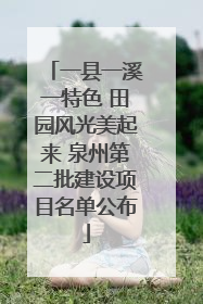 一县一溪一特色 田园风光美起来 泉州第二批建设项目名单公布