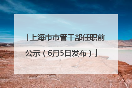 上海市市管干部任职前公示（6月5日发布）