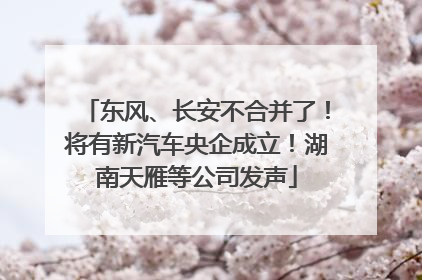 东风、长安不合并了！将有新汽车央企成立！湖南天雁等公司发声