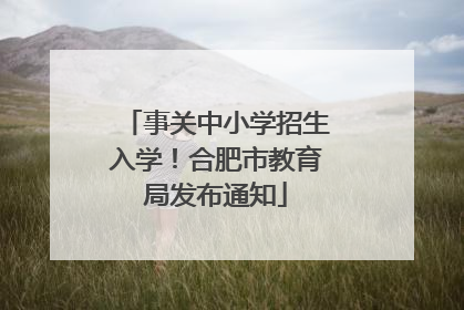 事关中小学招生入学！合肥市教育局发布通知