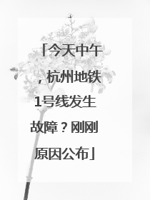 今天中午，杭州地铁1号线发生故障？刚刚原因公布