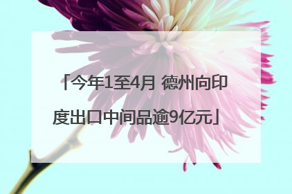 今年1至4月 德州向印度出口中间品逾9亿元