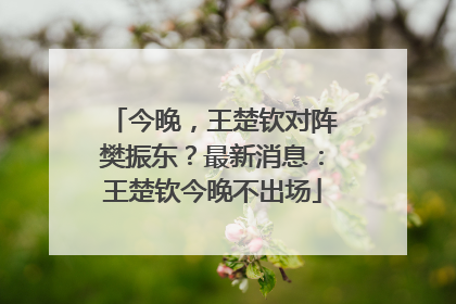 今晚，王楚钦对阵樊振东？最新消息：王楚钦今晚不出场