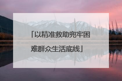 以精准救助兜牢困难群众生活底线
