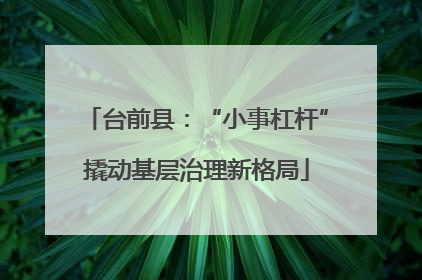 台前县：“小事杠杆”撬动基层治理新格局