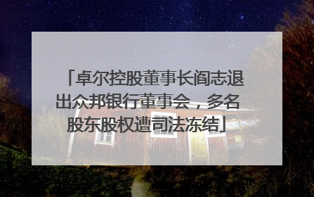 卓尔控股董事长阎志退出众邦银行董事会，多名股东股权遭司法冻结