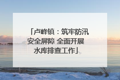 卢峰镇：筑牢防汛安全屏障 全面开展水库排查工作