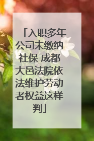 入职多年公司未缴纳社保 成都大邑法院依法维护劳动者权益这样判
