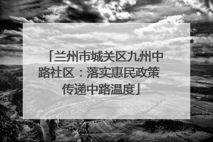 兰州市城关区九州中路社区：落实惠民政策 传递中路温度