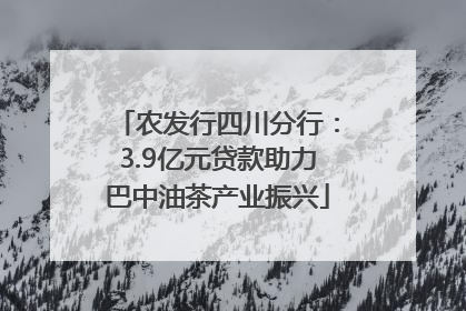 农发行四川分行：3.9亿元贷款助力巴中油茶产业振兴