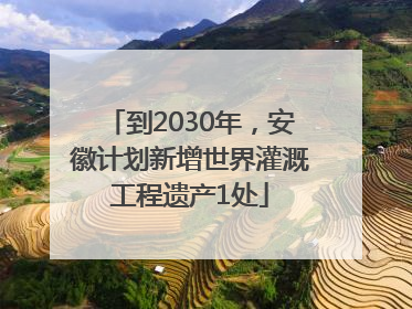 到2030年，安徽计划新增世界灌溉工程遗产1处