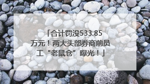 合计罚没533.85万元！两大头部券商前员工“老鼠仓”曝光！