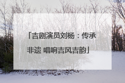 吉剧演员刘杨：传承非遗 唱响吉风吉韵
