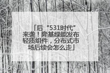 后“531时代”来袭！隆基绿能发布轻质组件，分布式市场后续会怎么走