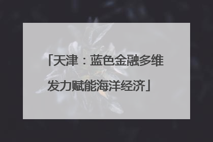天津：蓝色金融多维发力赋能海洋经济