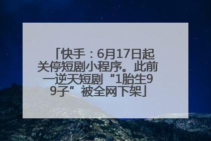 快手：6月17日起关停短剧小程序。此前一逆天短剧“1胎生99子”被全网下架