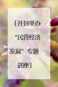 开封举办“民营经济发展”专题讲座