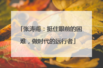 张涛甫：挺住眼前的困难，做时代的远行者