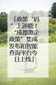 政策“码”上通晓！“成都惠企政策”集成发布和智能查询平台今日上线