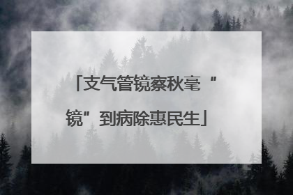 支气管镜察秋毫“镜”到病除惠民生