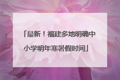 最新！福建多地明确中小学明年寒暑假时间