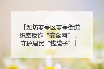 潍坊寒亭区寒亭街道织密反诈“安全网”，守护居民“钱袋子”