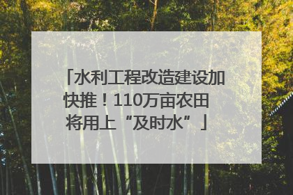 水利工程改造建设加快推！110万亩农田将用上“及时水”
