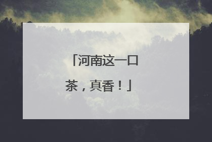 河南这一口茶，真香！