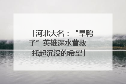 河北大名：“旱鸭子”英雄深水营救 托起沉没的希望