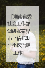 湖南省委社会工作部调研张家界市“信托制”小区治理工作