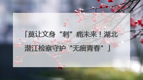 莫让文身“刺”痛未来！湖北潜江检察守护“无痕青春”