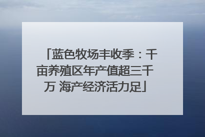 蓝色牧场丰收季：千亩养殖区年产值超三千万 海产经济活力足