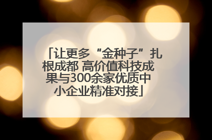 让更多“金种子”扎根成都 高价值科技成果与300余家优质中小企业精准对接