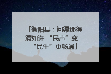 衡阳县：问渠那得清如许 “民声”变“民生”更畅通