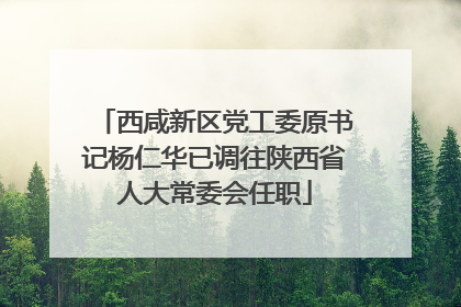 西咸新区党工委原书记杨仁华已调往陕西省人大常委会任职