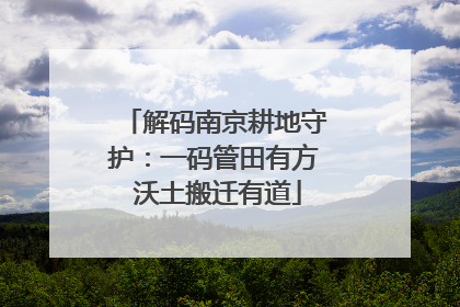 解码南京耕地守护：一码管田有方 沃土搬迁有道