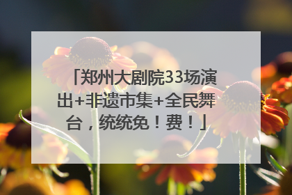 郑州大剧院33场演出+非遗市集+全民舞台，统统免！费！
