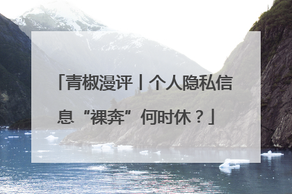 青椒漫评丨个人隐私信息“裸奔”何时休？