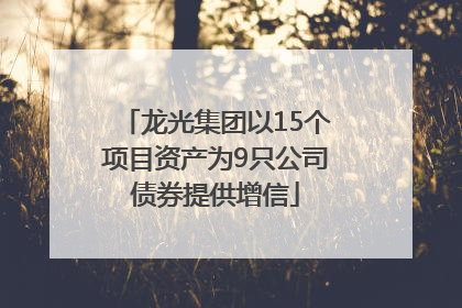 龙光集团以15个项目资产为9只公司债券提供增信