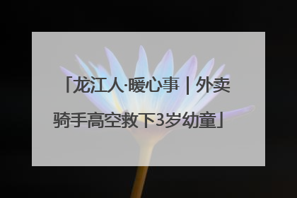 龙江人·暖心事｜外卖骑手高空救下3岁幼童