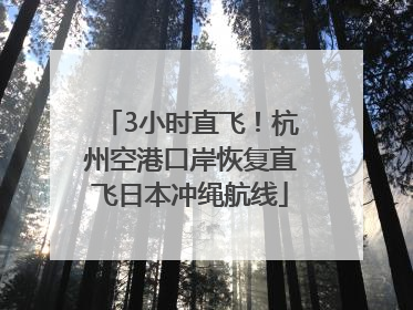 3小时直飞！杭州空港口岸恢复直飞日本冲绳航线