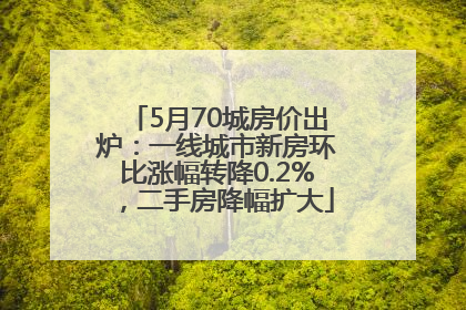 5月70城房价出炉：一线城市新房环比涨幅转降0.2%，二手房降幅扩大