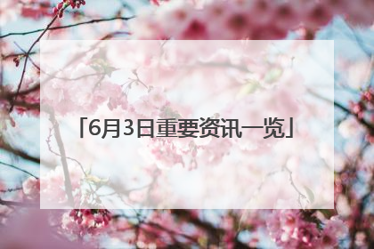 6月3日重要资讯一览